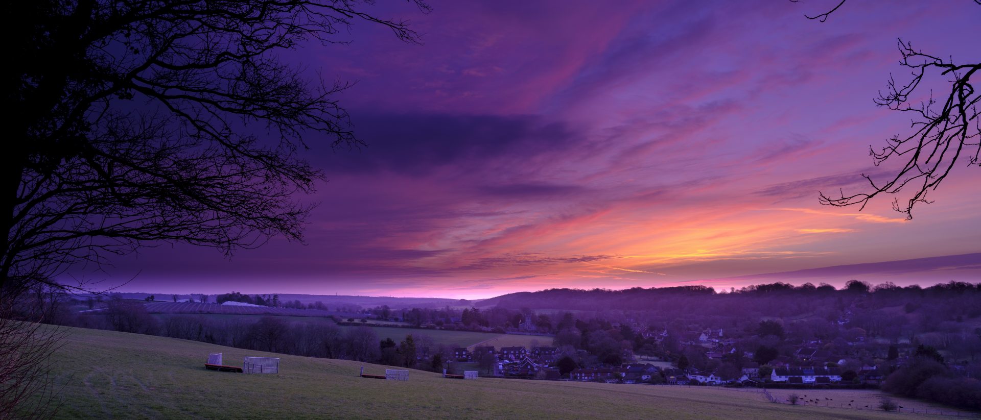 Spring sunrise over the village of Hambledon, Hampshire.  The village lies within the South Downs National Park, one of the UK’s newest national parks created on 1 April 2011.